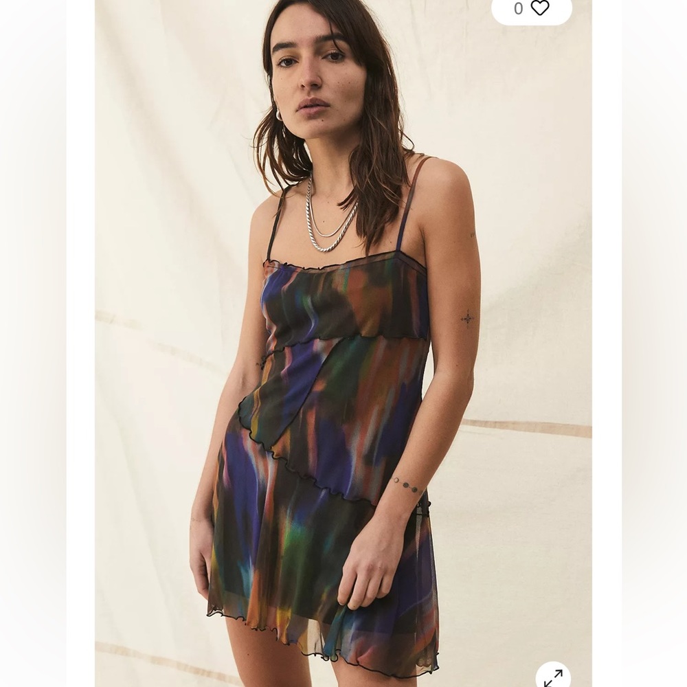 Urban Outfitters Moxie Multicolor Mesh Mini Dress